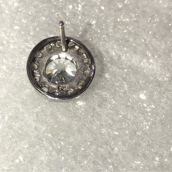 Sterling Silver & Cz Round Halo Stud Earrings .5” - Picture 4 of 5